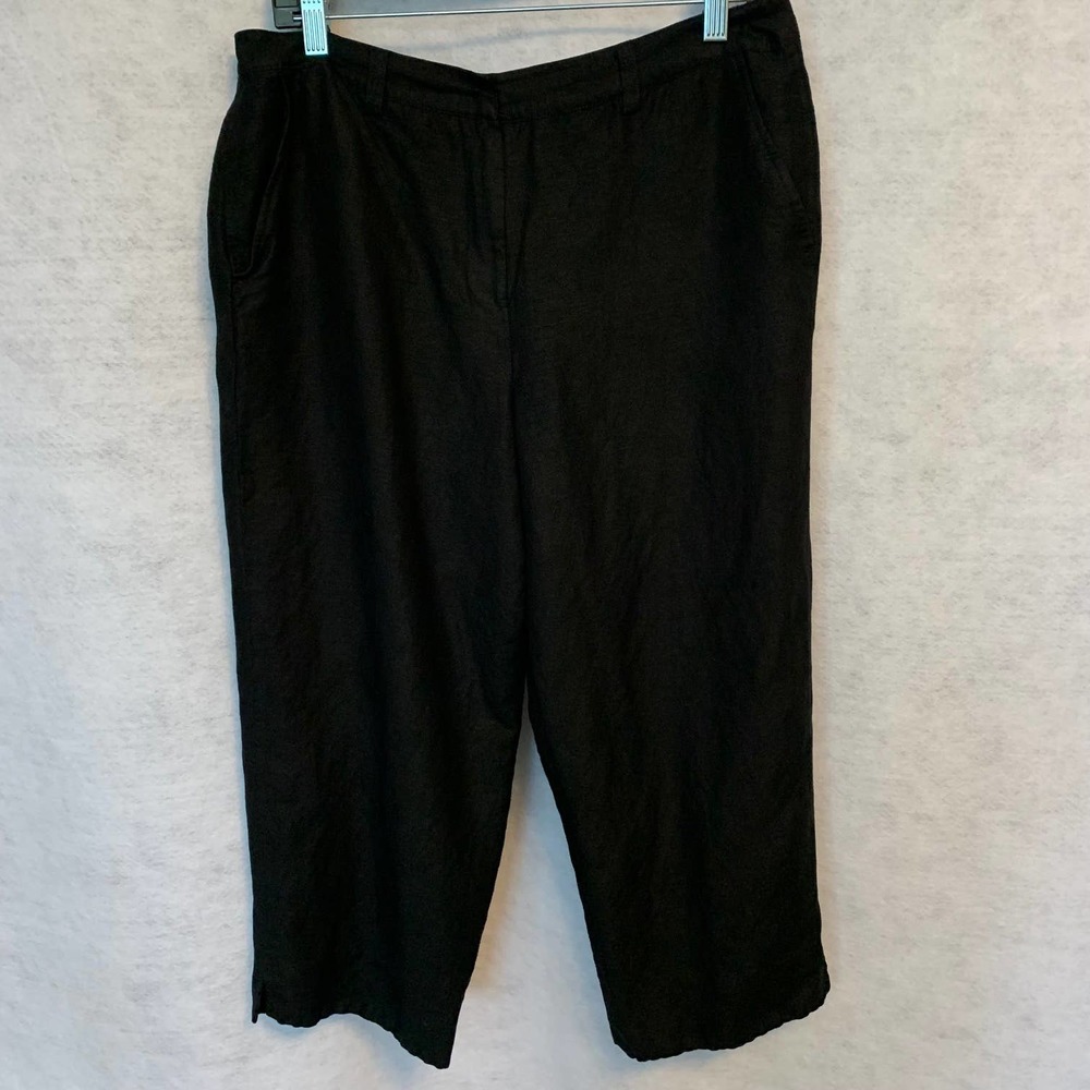 Larry Levine Linen Blend Wide Leg Cropped Pants Women's Size 12